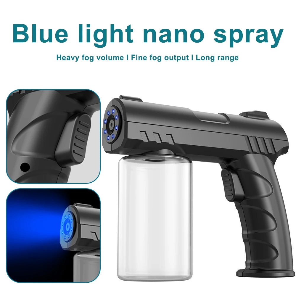 280ML Wireless Electric Sanitizer Sprayer USB Nano Blue Light Steam Spray Gun Disinfectant Fogger Machine Garden Atomizer Tool